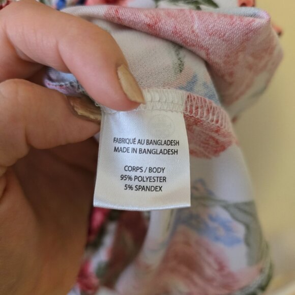 Floral Peplum Top Plus Size Red Pink White Stretchy Cute Ruffle Beach Sz XL - Picture 2 of 9